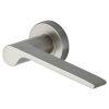 Heritage Brass Door Handle Lever Latch on Round Rose Julia Design Satin Nickel finish