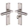 Heritage Brass Bauhaus Bathroom Set Door Handle on 200mm Plate Satin Nickel finish