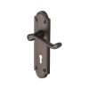 Heritage Brass Door Handle Lever Lock Meridian Design Matt Bronze Finish