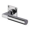 Heritage Brass Door Handle Lever Latch on Square Rose Bauhaus Design Polished Chrome finish