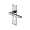 Heritage Brass Door Handle Euro Profile Plate Trident Design Polished Chrome Finish