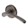 Heritage Brass Door Handle Lever Latch on Round Rose Sophia Design Matt Bronze finish