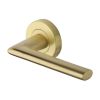 Heritage Brass Door Handle Lever Latch on Round Rose Admiralty Design Satin Brass finish