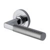 Heritage Brass Door Handle Lever on Rose Signac (Knurled Bauhaus) Design Polished Chrome Finish