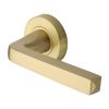 Alessa Door Handle on Round Rose Satin Brass finish