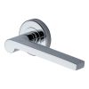 Heritage Brass Door Handle Lever Latch on Round Rose Metro Mid Century Design Polished Chrome finish