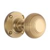 Heritage Brass Mortice Knob on Rose Reeded Design Satin Brass finish