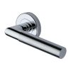 Heritage Brass Door Handle Lever Latch on Round Rose Bauhaus Mitre Reeded Design Polished Chrome finish