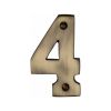 Heritage Brass Numeral 4 Face Fix 76mm (3") Antique Brass finish