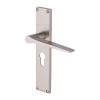 Heritage Brass Gio Euro Profile Door Handle on 200mm Plate Satin Nickel finish