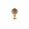 Old English Bridlington Wood Reeded Beehive Door Knob on Face Fix Rose - Polished Brass