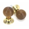 Rosewood & Polished Brass Beehive Mortice/Rim Knob Set