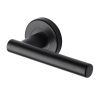 Sorrento Door Handle Lever Latch on Round Rose Shuttle Design Matt Black finish