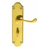 Victorian Scroll Lever On Shaped Wc Backplate - Polished Brass