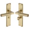 Heritage Brass Bauhaus Hammered Bathroom Set Door Handle on 200mm Plate Satin Brass finish