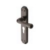 Heritage Brass Door Handle Euro Profile Plate Charlbury Design Matt Bronze Finish