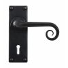 Curl Lever Handle on Backplate (Lock/Keyhole) - Flat Black