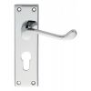 Victorian Scroll Lever On Euro Lock Backplate - Polished Chrome