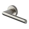 Heritage Brass Door Handle Lever Latch on Round Rose Mercury Design Satin Nickel finish