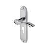 Heritage Brass Door Handle for Euro Profile Plate Algarve Design Polished Chrome finish