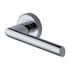 Heritage Brass Door Handle Lever Latch on Round Rose Mercury Design Polished Chrome finish