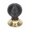 Ebony & Aged Brass Beehive Mortice/Rim Knob Set