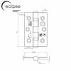 Eclipse 14852 - 76x51x2mm SSS Ball Bearing Hinge Grade 7 - (Pair) - Satin Stainless Steel