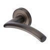 Heritage Brass Door Handle Lever Latch on Round Rose Centaur Design Matt Bronze finish