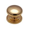 Heritage Brass Cabinet Knob Victorian Round Design with base 38mm Polished Brass finish