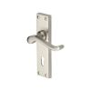 Heritage Brass Door Handle Lever Lock Bedford Design Satin Nickel finish