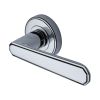 Heritage Brass Door Handle Lever Latch on Round Rose Century Design Polished Chrome finish