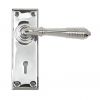 Polished Chrome Reeded Lever Lock Set