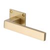 Heritage Brass Door Handle Lever Latch on Square Rose Delta BH Design Satin Brass finish