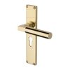 Heritage Brass Bauhaus Euro Profile Door Handle on 200mm Plate Polished Brass finish