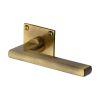 Heritage Brass Door Handle Lever Latch on Square Rose Trident Design Antique Brass finish