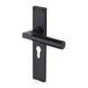 Heritage Brass Bauhaus Euro Profile Door Handle on 200mm Plate Matt Black finish