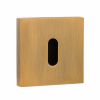 Senza Pari Key Escutcheons on Flush Square Rose - Weathered Antique Bronze