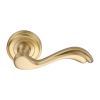 Heritage Brass Door Handle Lever Latch on Round Rose Lisboa Design Satin Brass finish