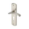 Heritage Brass Door Handle for Euro Profile Plate Centaur Design Satin Nickel finish