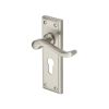 Heritage Brass Door Handle for Euro Profile Plate Edwardian Design Satin Nickel finish