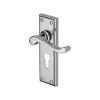 Heritage Brass Door Handle for Euro Profile Plate Edwardian Design Polished Chrome finish