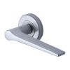 Heritage Brass Door Handle Lever on Rose Gio Design Satin Chrome Finish