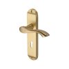 Heritage Brass Door Handle Lever Lock Algarve Design Satin Brass finish