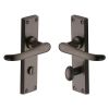 Heritage Brass Door Handle for Bathroom Windsor Design Matt Bronze finish