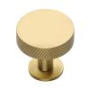 Heritage Brass Cabinet Knob Knurled Disc Design with Rose 38mm Satin Brass finish