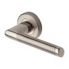 Heritage Brass Door Handle Lever Latch on Round Rose Ellipse Design Mercury finish