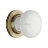 White Crackle Knob with Antique Brass base