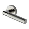 Heritage Brass Door Handle Lever Latch on Round Rose Bauhaus Mitre Knurled Design Polished Nickel finish