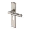 Heritage Brass Bauhaus Hammered Euro Profile Door Handle on 200mm Plate Satin Nickel finish