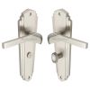 Heritage Brass Door Handle for Bathroom Waldorf Design Satin Nickel finish